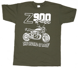 NEW! The olive-green "Z900RS THE LEGEND IS BACK" t-shirt
